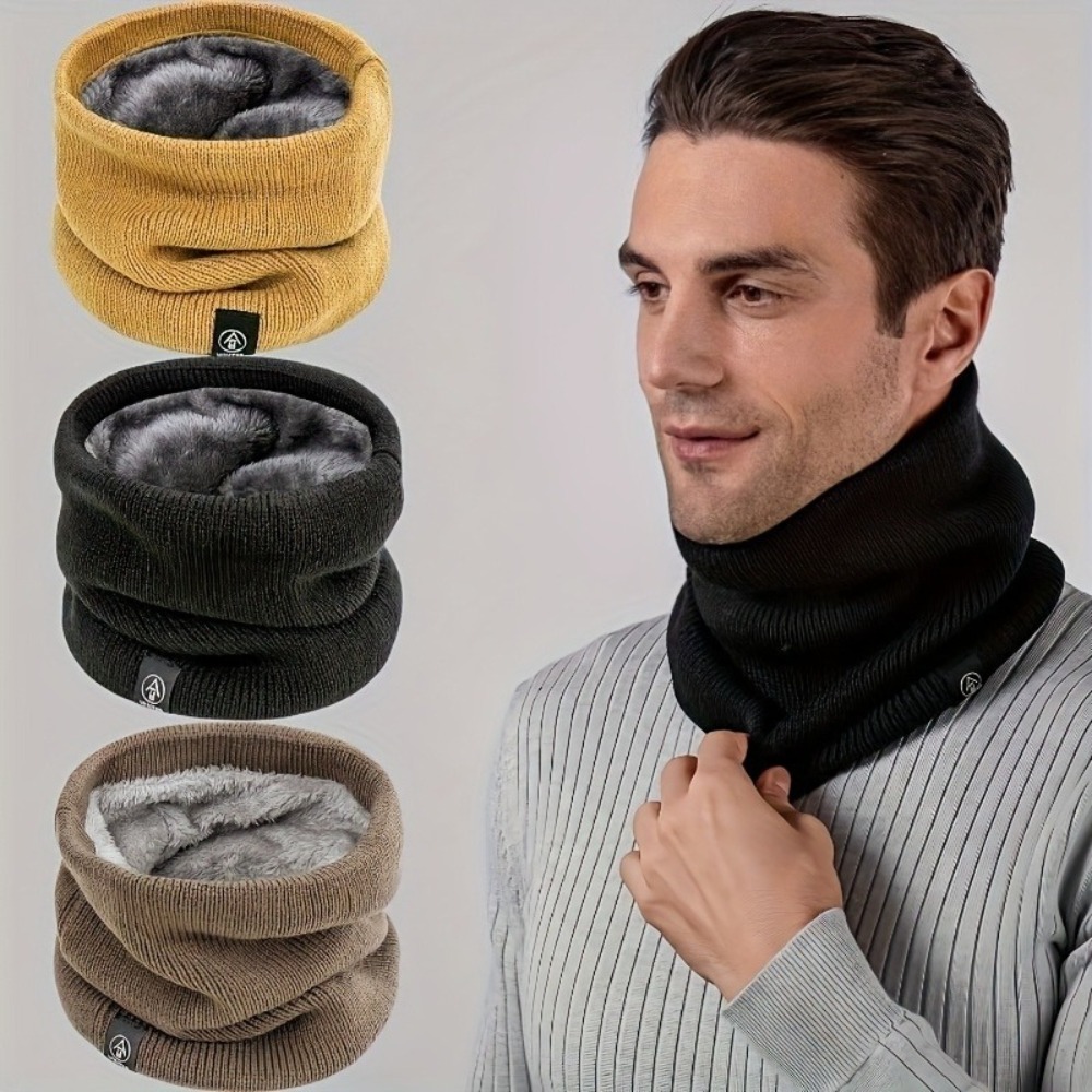 Neck Gaiter Fleece - Зимний мужской вязаный шарф-снуд с флисовой