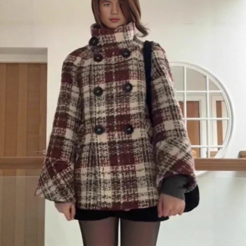 Теплое клетчатое пальто с высо – обзор и цена Wool Coat Peacoat